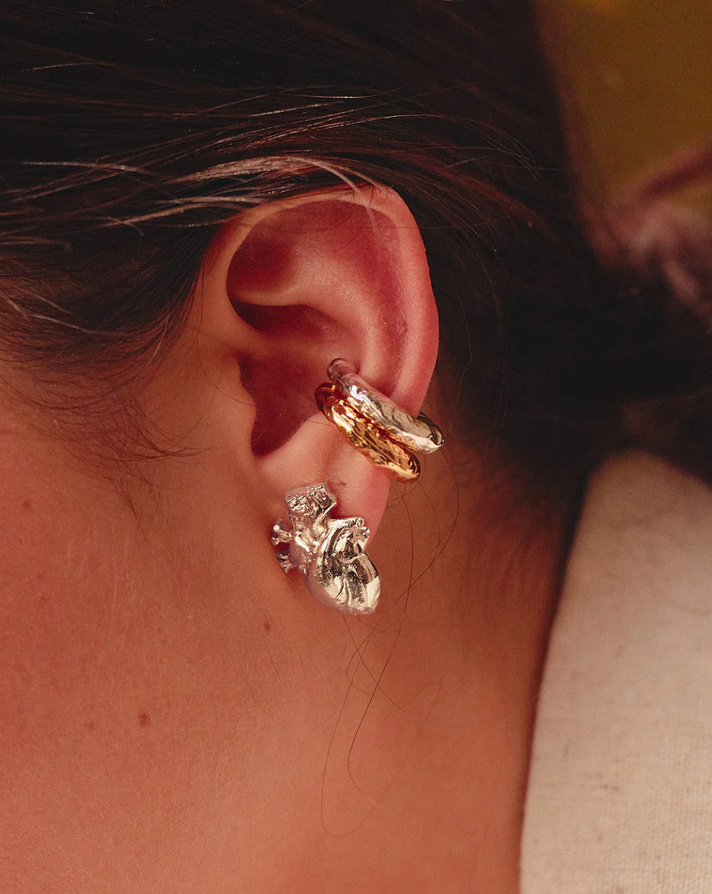 EARCUFF TEXTURA SILVER L