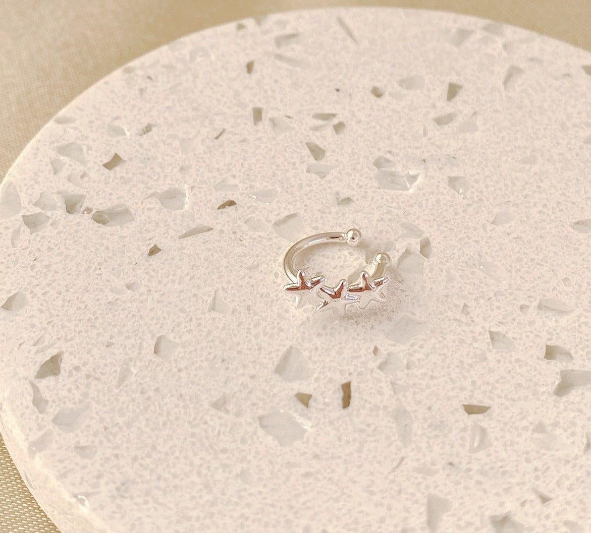 Earcuff 3 Estrellas Plata