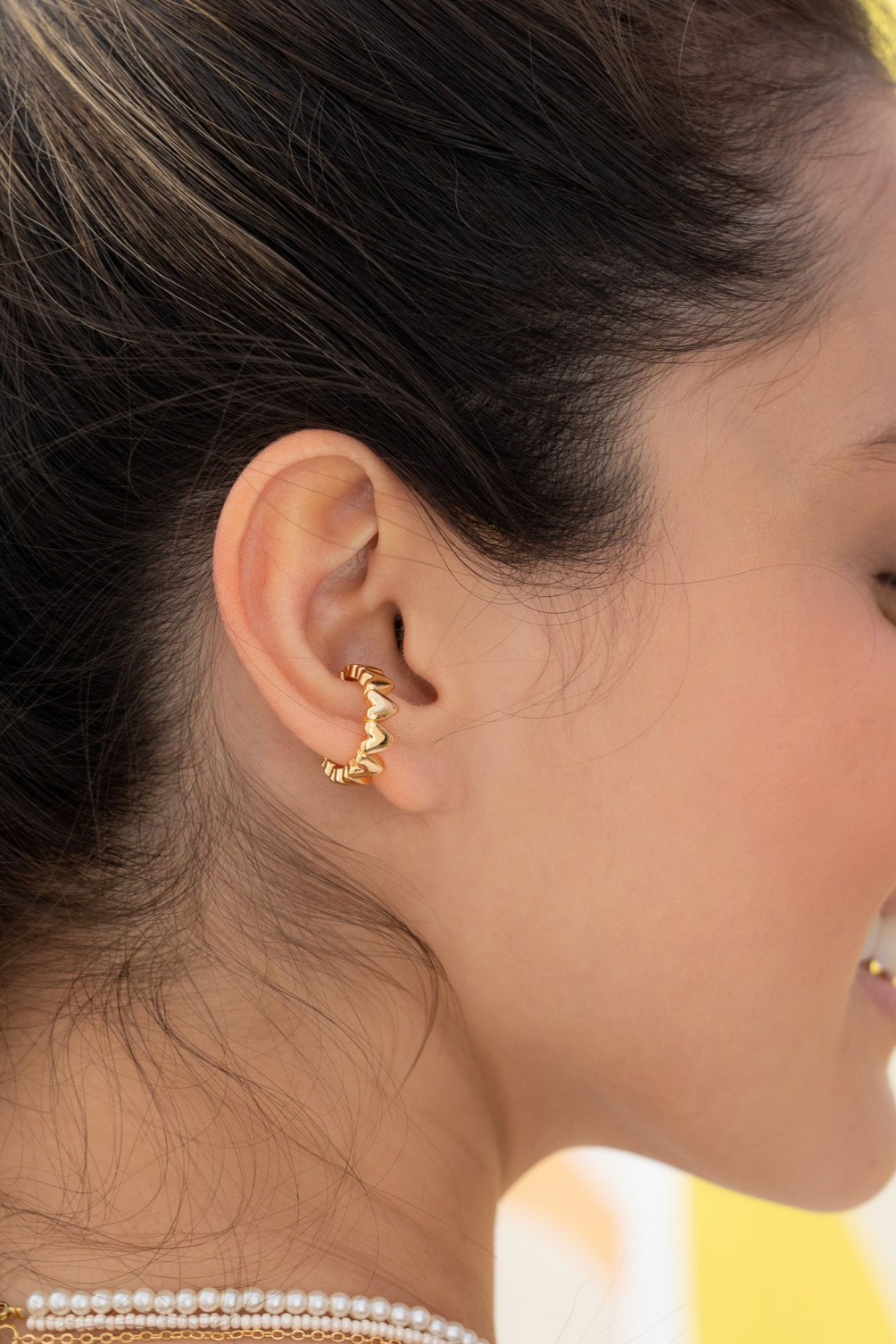 Earcuff Mini Corazones Gold