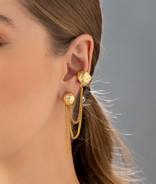 Set Fiesta Gold Aros + Ear Cuff