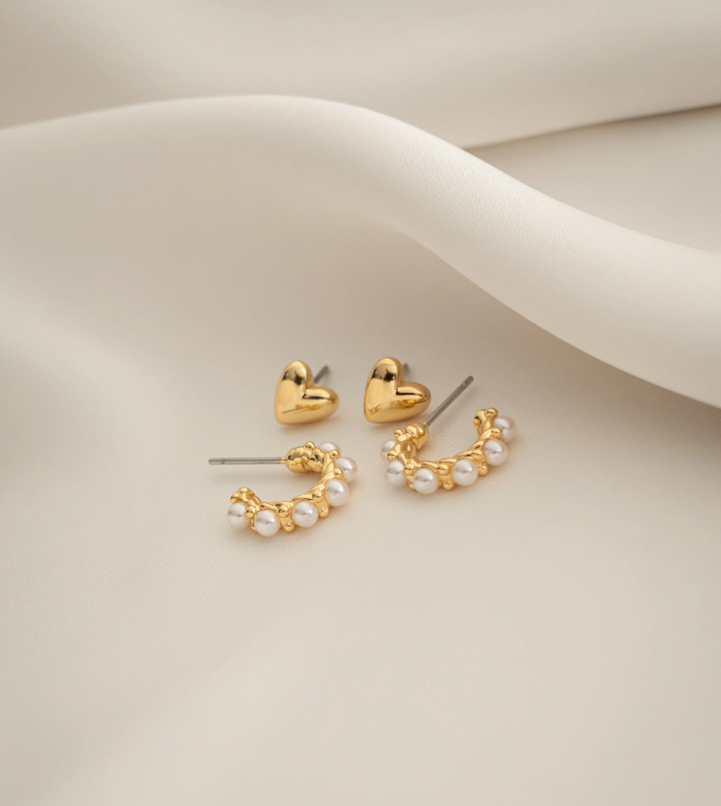 Mini Argollas Oro y Perlas