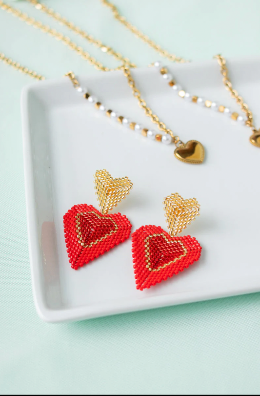 Aros Miyuki Corazón Plateado Negro