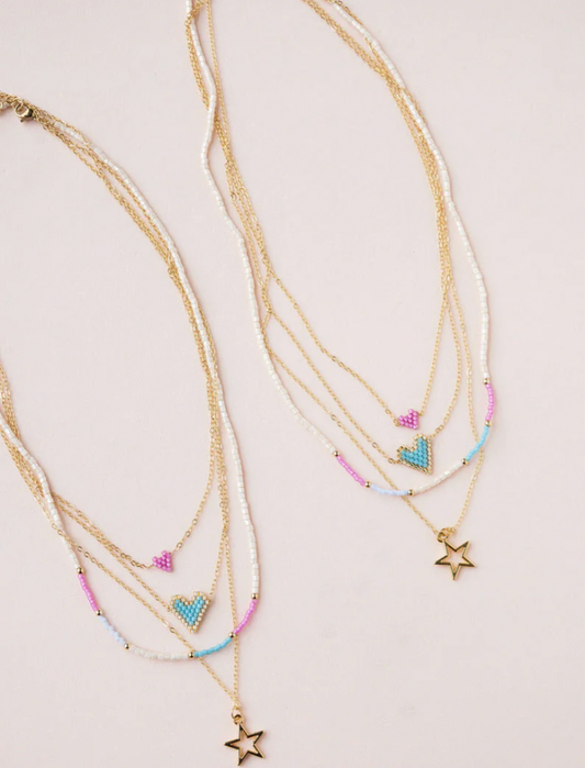 Collar Layering Miyuki Corazón Pastel